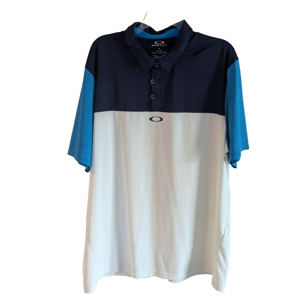 Oakley Polo Shirt Mens XL White Performance Golf Casual‎ Stretch Lightweight